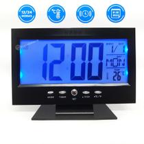 Relógio De Mesa Digital Despertador, Calendário e Temperatura Com Luz Por Comando de Voz LE8107 - Lelong