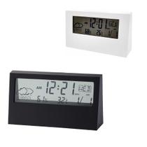 Relogio de mesa digital despertador com medidor de temperatura umidade e calendario tela lcd com luz