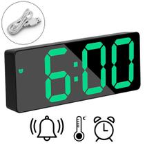 Relógio De Mesa Digital Led Bivolt C/Calendário Alarme Temperatura Para Cama Cabeceira
