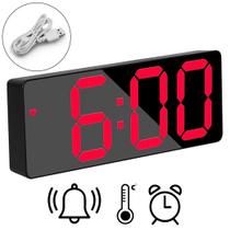 Relógio De Mesa Digital Led Bivolt C/Calendário Alarme Temperatura Para Cama Cabeceira