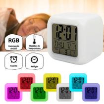 Relógio De Mesa Digital Led Colorido Alarme Temperatura RGB