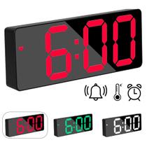 Relógio De Mesa Digital Led Grande Com Calendário Temperatura Linha Premium