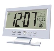 Relógio de Mesa Digital Prateado de LCD Com iluminação em LED - bijoprata