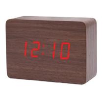 Relógio De Mesa Digital Tipo Madeira Som Alarme Brilho Led Display JH1294