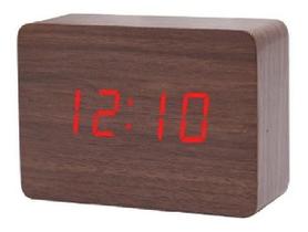 Relógio De Mesa Digital Tipo Madeira Som Alarme Brilho Led - New