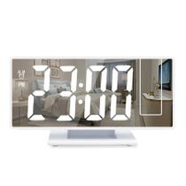 Relogio de mesa Led digital com projetor 180 tempo,temperatura usb 12H 24H Branco - Opsshopping