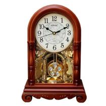 Relógio de Mesa Pêndulo Analógico Clássico Amadeirado 38cm