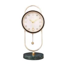 Relógio De Mesa Redondo Madre Perola Base Redonda Mármore