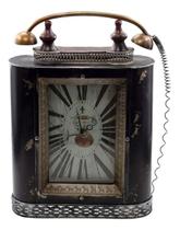 Relógio De Mesa Retrô Metal Vidro Telefone Antiguidade