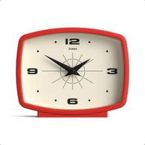 Relógio de Mesa Retrô Retangular JONES CLOCKS Vermelho 14x18x5 cm