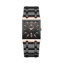 Relógio De Negócios Masculino Em Aço Inoxidável Preto E Dourado, Luxuoso, À Prova d'Água, Com