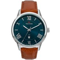 Relógio de P Technos Classic Executive Prova Dágua 50m Masculino Prata Pulseira de Couro 2115MTXS/0A