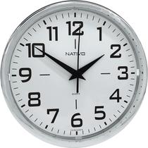 Relógio De Parede 23cm Redondo Metalizado Cromo Escritório Cozinha Sala
