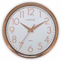 Relógio De Parede 23cm Rose Gold Decorativo Escritório Sala Moderno Lançamento - Nativo