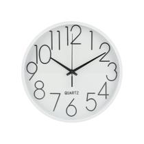 Relogio de parede 24 cm branco com numeros pretos