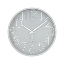 Relogio de parede 24 cm cinza com numeros brancos