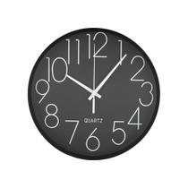 Relogio de parede 24 cm preto com numeros brancos Relogio de parede 24 cm preto com numeros brancos