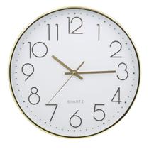 Relógio de Parede 30cm Para Cozinha, Sala - Dourado e Branco