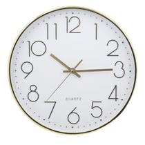 Relógio de Parede 30cm Para Cozinha, Sala - Dourado e Branco