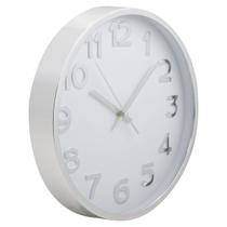Relógio de Parede 30cm Para Cozinha, Sala - Prata e Branco