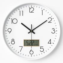 Relógio de Parede 30cm Silencioso com Tela LCD Data Temperatura Design Moderno