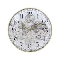 Relógio de Parede 30cm Silencioso - Dourado Com Mapa Mundi Relógio de Parede 30cm Silencioso - Dourado Com Mapa Mundi