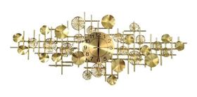 Relógio De Parede 3D Design Europeu Metal Folhas 120Cm