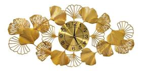 Relógio De Parede 3D Design Europeu Metal Folhas 90X46