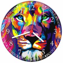 Relógio De Parede Abstrato Leão Animais Gg 50 Cm Quartz