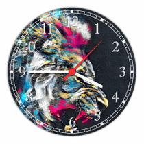 Relógio De Parede Abstrato Leão Gg 50 Cm Colorido