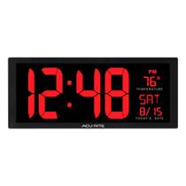 Relógio de parede AcuRite 14.5 LED digital grande com data e temperatura Relógio de parede AcuRite 14.5 LED digital grande com data e temperatura