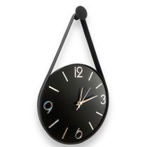 Relógio de parede Adnet preto 30cm, algarismos 3D Prata espelhado, alçase aro cor preta. - MODART