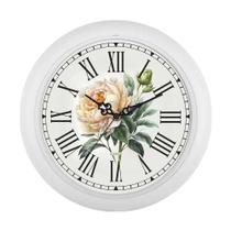 Relógio de Parede Ambiente 25cm Flores 119103-021 Branco