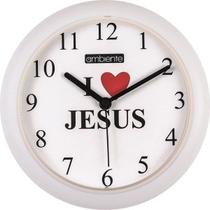 Relógio De Parede Ambiente I LOVE JESUS Redondo Relógio De Parede Preto relógio de parede Branco Par