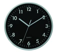 Relógio de Parede Analógico Clássico Preto e Prata 25cm - Yangzi