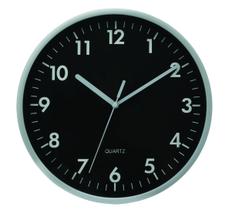Relógio de Parede Analógico Clássico Preto e Prata 25cm - Yangzi Relógio de Parede Analógico Clássico Preto e Prata 25cm - Yangzi