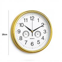 Relógio de Parede Analógico com Termômetro e Higrômetro Design Moderno Dourado Yeet Relógio de Parede Analógico com Termômetro e Higrômetro Design Moderno Dourado Yeet