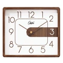 Relógio de Parede Analógico Quadrado Moderno Amadeirado 35cm