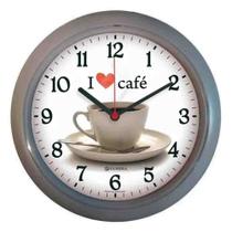 Relógio de Parede Analógico Redondo Eurora Café Cinza 658624