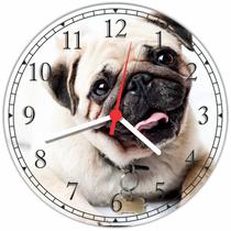 Relógio De Parede Animais Cão Pug Pet Shop