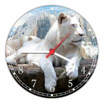 Relógio De Parede Animais Leão Branco Quartz
