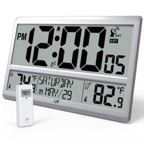 Relógio de parede atômico LFF Atomic Clock com temperatura interna/externa Relógio de parede atômico LFF Atomic Clock com temperatura interna/externa