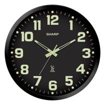 Relógio de Parede Atômico Sharp Glow in The Dark - 30cm - Moldura Preta
