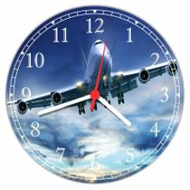 Relógio De Parede Avião Aeronave Gg 50 Cm Quartz Salas