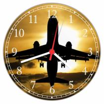 Relógio De Parede Avião Aeronave Gg 50 Cm Salas Quartz