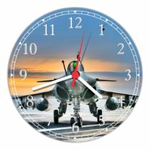 Relógio De Parede Avião Caça Jato Aeronave Paisagem Tamanho 40 Cm De Diâmetro RC004