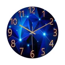 Relógio De Parede Azul Escuro De 12 Polegadas Com Elementos Geométricos, Movimento Silencioso De