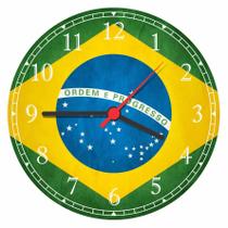 Relógio De Parede Bandeira Brasil Gg 50 Cm Quartz Grande