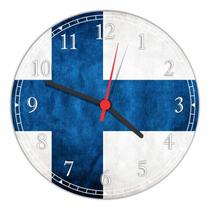 Relógio De Parede Bandeira Da Finlândia Tamanho Grande 50 Cm Quartz G01