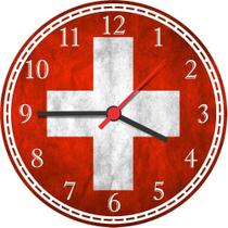 Relógio De Parede Bandeira Da Suíça Gg 50 Cm Quartz - Vital Quadros Do Brasilv
